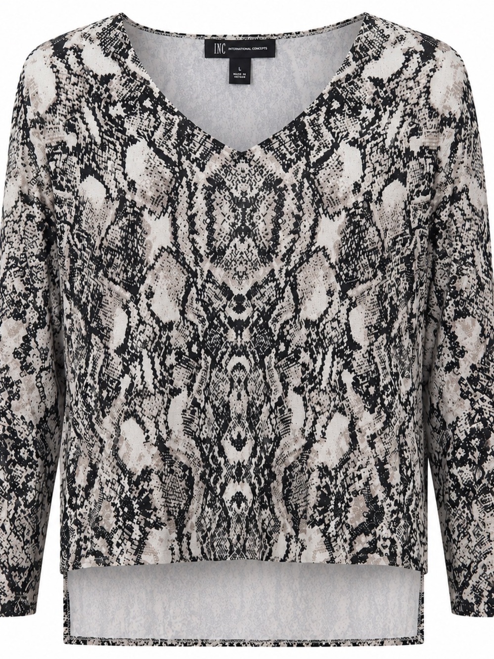 Snake Print V-Neck Lightweight High Low Sweater Women’s L